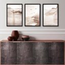 Ver imagem 1 de Kit 3 Quadros Praia Bege e Marrom- Leveza 33x24cm - com Vidro:madeira Preta