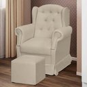Ver imagem 1 de Poltrona de Amamentação com Balanço e Puff em Linho Bege