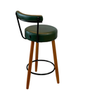 Ver imagem 6 de Banqueta Alta 60 Cm Estofada Corino Verde com Encosto Retrô Pé Palito P/ Cozinha Área Gourmet Balcão