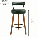 Ver imagem 3 de Banqueta Alta 60 Cm Estofada Corino Verde com Encosto Retrô Pé Palito P/ Cozinha Área Gourmet Balcão