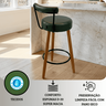 Banqueta Alta 60 Cm Estofada Corino Verde com Encosto Retrô Pé Palito P/ Cozinha Área Gourmet Balcão - 4