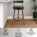 Ver imagem 5 de Banqueta Alta 60 Cm Estofada Corino Verde com Encosto Retrô Pé Palito P/ Cozinha Área Gourmet Balcão