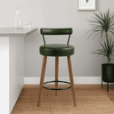 Ver imagem 7 de Banqueta Alta 60 Cm Estofada Corino Verde com Encosto Retrô Pé Palito P/ Cozinha Área Gourmet Balcão