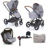 Kit Carrinho Moisés como 4 com Bebê Conforto com Base Isofix + Bolsa Woven Gray (det. Couro) - - 1