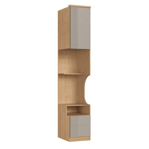 Mesa de Cabeceira Modulada Reto 1 Porta 2 Gavetas Elegance Cinza