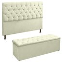 Ver imagem 1 de Cabeceira e Recamier Sapateira Lana para Cama Box King 195 Cm - Suede - Sv Decor:marfim