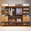 Ver imagem 1 de Guarda Roupa Closet com Prateleiras Dalla Costa 100% Mdf Cor:freijó com Preto Fosco