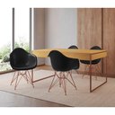 Ver imagem 1 de Mesa Jantar Industrial Filadélfia Canela 137x90cm com 4 Poltronas Eames Eiffel Pretas Base Cobre