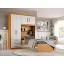 Ver imagem 3 de Conjunto Roupeiro Guarda Roupa de Solteiro Off White com Cama Cabeceira com Baú Av