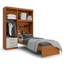 Ver imagem 2 de Conjunto Roupeiro Guarda Roupa de Solteiro Off White com Cama Cabeceira com Baú Av