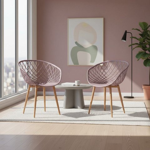 Conjunto 2 Cadeiras Minimalistas Base em Aço Monaco Fratini