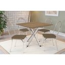 Ver imagem 1 de Conjunto: Mesa Sala Jantar Volga C/ Tampo de Madeira 90cm e 4 Cadeiras Noruega Cromado/nogueira -