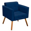Ver imagem 1 de Poltrona Elisa Suede Azul Marinho Pés Palito Castanho