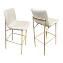 Ver imagem 1 de Kit 2 Banquetas Lisa Estofada Altura 65cm em Linho Pé Aço Dourado Fosco