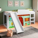 Ver imagem 1 de Cama Infantil com Cortina e Escorregador Branca