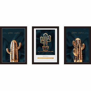 Quadros Decorativos Golden Aristocrat Cactus Grande:Madeira