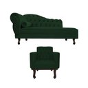 Ver imagem 2 de Kit Diva Recamier Juliana 140cm Lado Direito e 01 Poltrona Classic Suede Verde - Amarena Móveis