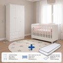 Ver mais imagens de Kit Quarto de Bebê Doce Sonho com Berço Mini Cama Guarda Roupa 3 Portas e Colchão D18 130x70 Movellu