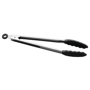 pegador de inox / silicone multiuso preto 31cm
