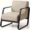 Ver imagem 6 de Poltrona Decorativa para Sala Living Base Industrial Preta Marathi K01 Veludo Bege - Lyam Decor