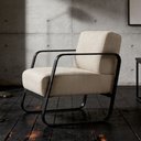 Ver imagem 2 de Poltrona Decorativa para Sala Living Base Industrial Preta Marathi K01 Veludo Bege - Lyam Decor