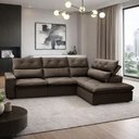 Ver imagem 1 de Sofá 3 Lugares Retrátil Reclinável Chaise Direito 258cm Bergen F04 Veludo Marrom Escuro - Lyam