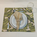 Ver imagem 2 de Kit Premium Mesa Posta Jogo Americano 6 Lugares Dupla Face Impermeável Verde Folhas com Guardanapos