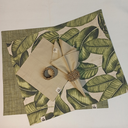 Ver imagem 1 de Kit Premium Mesa Posta Jogo Americano 6 Lugares Dupla Face Impermeável Verde Folhas com Guardanapos