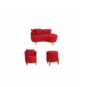Ver imagem 1 de Kit Decorativo Sofá Curvo Orgânico + 01 Puff e Poltrona Luna Veludo Vermelho - Montanaris Decor