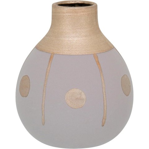 Vaso Tongass Decorativo Cachepô Enfeite 8x15x15cm Cerâmica Cinza
