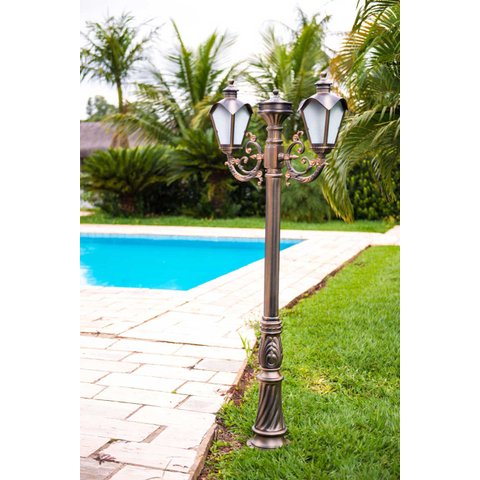 Poste Para Jardim Colonial Sinha Duplo Alumínio Cobre 1.84m 15001/2