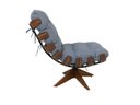 Ver imagem 3 de Poltrona e Puff de Couro Costela Wood - Light Blue - Mempra