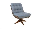 Ver imagem 2 de Poltrona e Puff de Couro Costela Wood - Light Blue - Mempra
