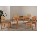 Ver imagem 1 de Sala Jantar Mesa Havana Tampo Curvo 120cm+4 Cadeiras Havana Naturale - Suede Capuccino - Rufato