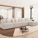 Ver imagem 1 de Sofá 5 Lugares com Chaise Direito Sala Living 388cm Arlo F04 Veludo Bege - Lyam Decor