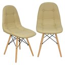 Ver imagem 1 de Kit 2 Cadeiras Charles Eames Botonê Eiffel Estofada Bege