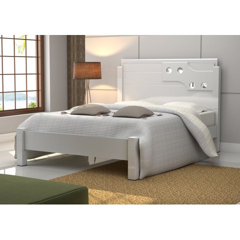 Cama Casal Luiza para Colchão 138x188 cm Moderna:Branco