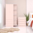 Ver imagem 1 de Conjunto Aurora Rosa Acetinado: Cômoda Aurora 4 Gavetas + Guarda-roupa Infantil Aurora 2 Portas