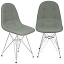 Ver imagem 1 de Kit 2 Cadeiras Charles Eames Botonê Eiffel Base Metal Cromado - Cinza