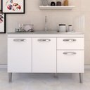 Ver imagem 1 de Balcão de Cozinha para Pia Vieira 3 Portas 1 Gaveta Branco - Pnr Móveis