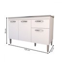 Ver imagem 4 de Balcão de Cozinha para Pia Vieira 3 Portas 1 Gaveta Branco - Pnr Móveis