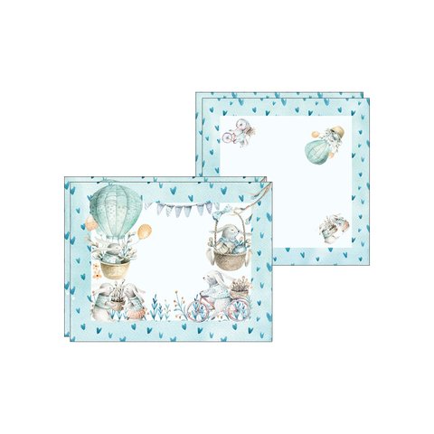 Kit Jogo Americano + Guardanapo Balão/azul Coração - 2 Peças