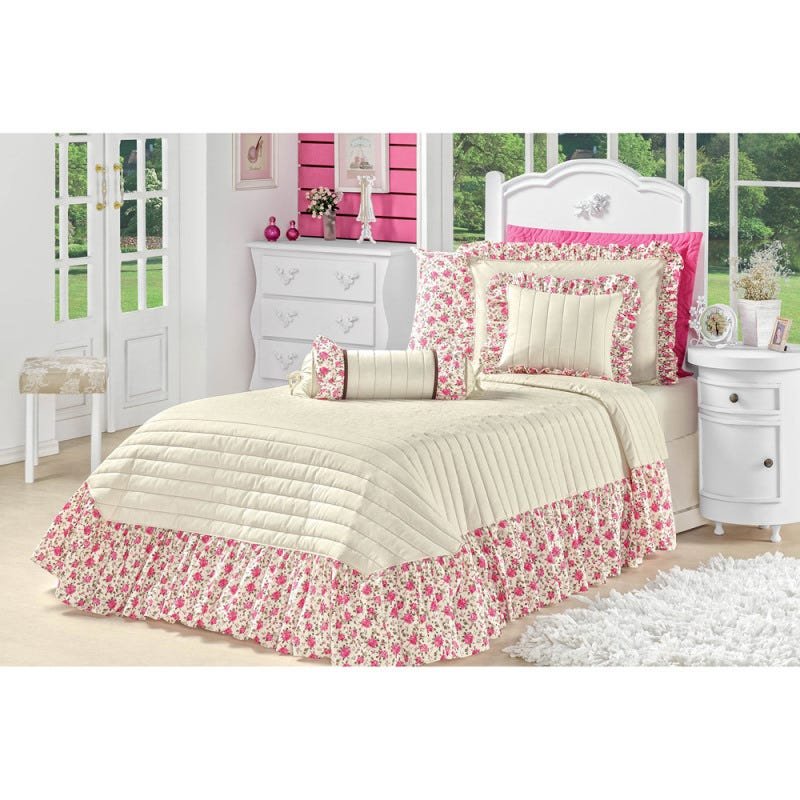 Colcha para meninas Marjory para cama de Solteiro | MadeiraMadeira