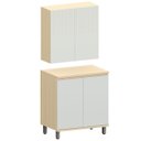 Ver imagem 1 de Kit Armário Aéreo e Balcão 2 Portas 80 Cm Aurora Cinza Cristal Pet/cinza Cristal