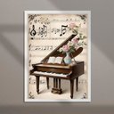 Ver imagem 2 de Quadro Piano Antigo com Flores 45x34cm - com Vidro:moldura Preta