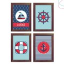 Ver imagem 1 de 4 Quadros decorativo infantil Marinheiro Náutico moldura:Tabaco