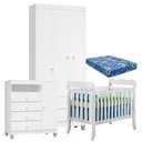 Ver imagem 2 de Quarto de Bebê 3 Portas Ternura Baby com Berço Lila Branco Brilho com Colchão para Berço