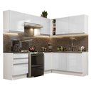 Ver imagem 3 de Armário de Cozinha Completa de Canto 100% MDF 409cm Frentes Branco Brilho Acordes Madesa 01