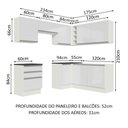 Ver imagem 4 de Armário de Cozinha Completa de Canto 100% MDF 409cm Frentes Branco Brilho Acordes Madesa 01