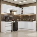 Ver imagem 1 de Armário de Cozinha Completa de Canto 100% MDF 409cm Frentes Branco Brilho Acordes Madesa 01